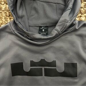 Nike Dri-Fit LeBron James Gray Hooded Pullover with Black Logo (Medium) Mens